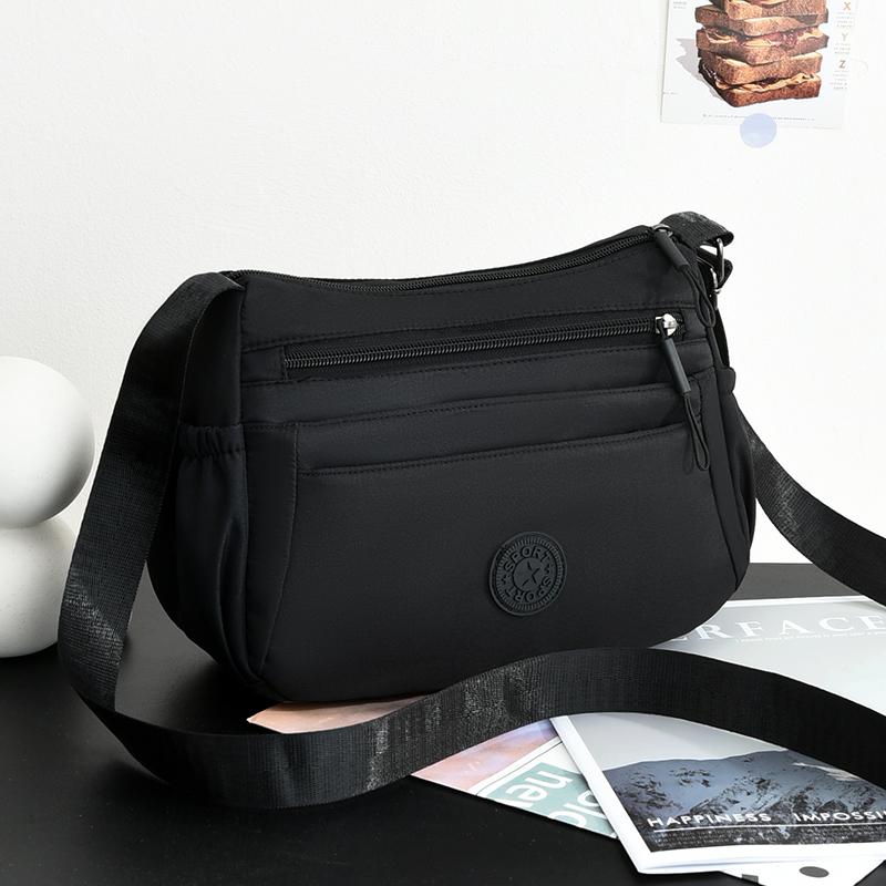 Vrijetijd Eenvoudige Dames Schoudertas Nylon Meerdere Vakken Waterdichte Messenger Bag Effen Kleur Vrouwen Schoudertas voor Uitjes