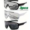 3-piece Set of Y2K Style Sports and Fashion Glasses White MERCURY Silver Mirror Lenses