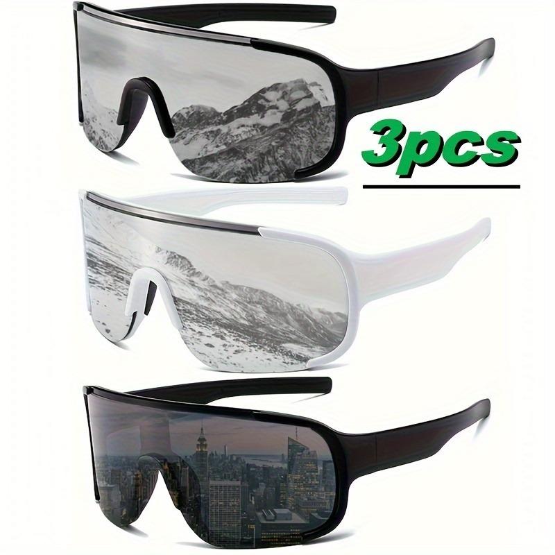 3-piece Set of Y2K Style Sports and Fashion Glasses White MERCURY Silver Mirror Lenses