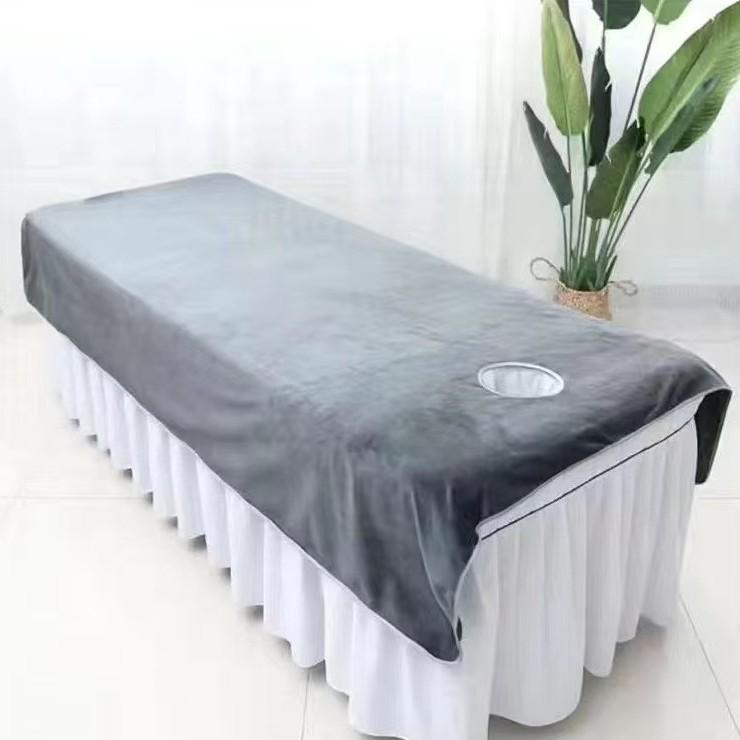 Beauty Salon Bed Sheets with Holes and Plush Added Massage Massage Special Bed Cover Thick Solid Color Bath Sheets Breathable and Skin Friendly Towel