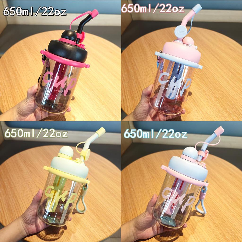 Summer Portable Double Drink Plastic Cup With Straw And Tea Infuser For Office And School Use