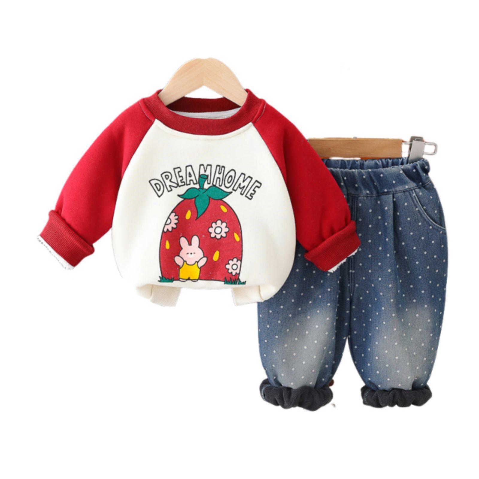 

Дитячий повсякденний комплект з довгим рукавом, зручні наряди для щоденного носіння 100 червоний