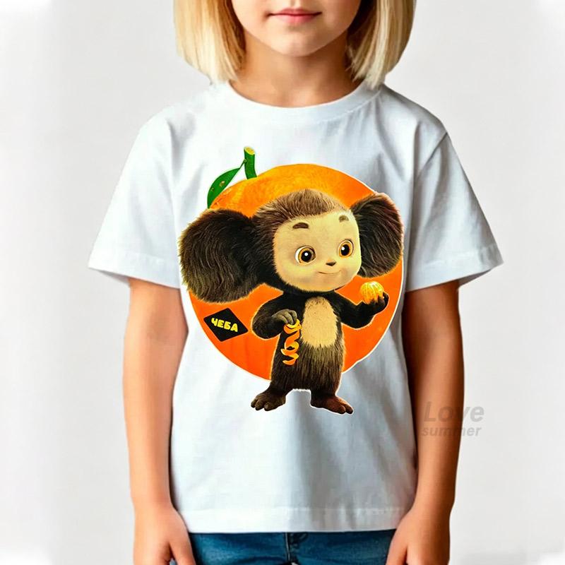 Cheburashka kids t-shirts Girls boys Cartoon boys girls teen summer kids t shirt children short sleeves