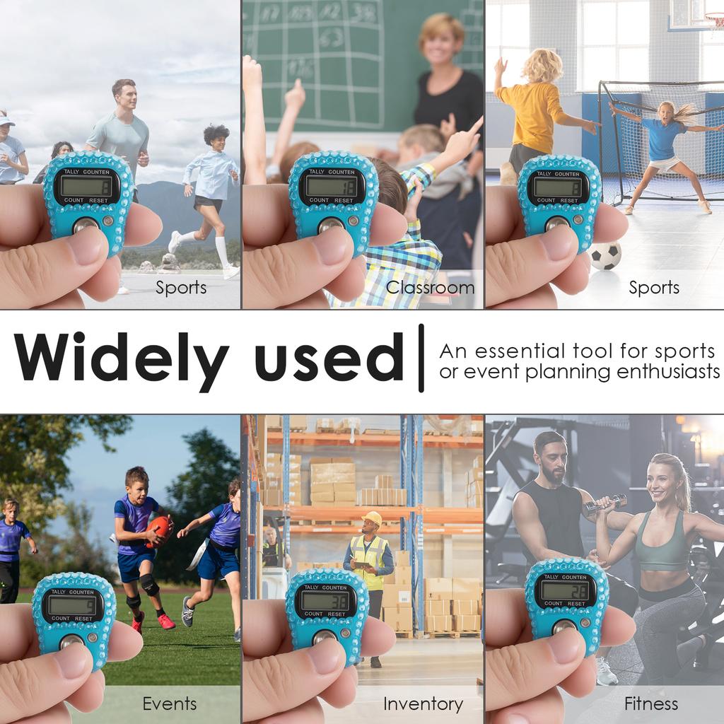 12Pcs Electronic Finger Counter 5 Digit Number Count Clicker LCD Display Finger Pitch Counter for Sports Inventory Teacher