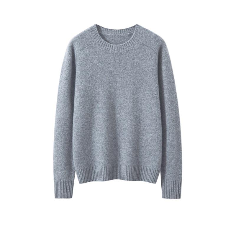 Maglione da Donna in Puro Cashmere Girocollo a Maglia Larga: Manica Lunga, Colore Unito, Strato Base Caldo.