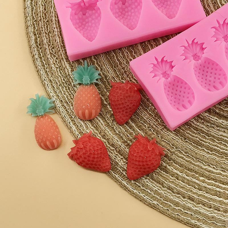 1/2Pcs Aromatherapy Candle Decoration Silicone Mold 3 Strawberry Pineapple Chocolate Mold Diy Cake Accessories