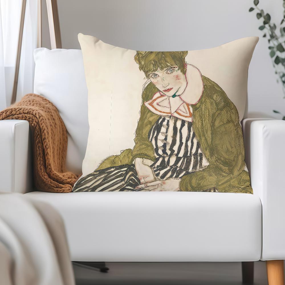 Art Egon S-schiele Pillow Case Applicable Space For Guest Rooms Interiors Cars Office House Decoration
