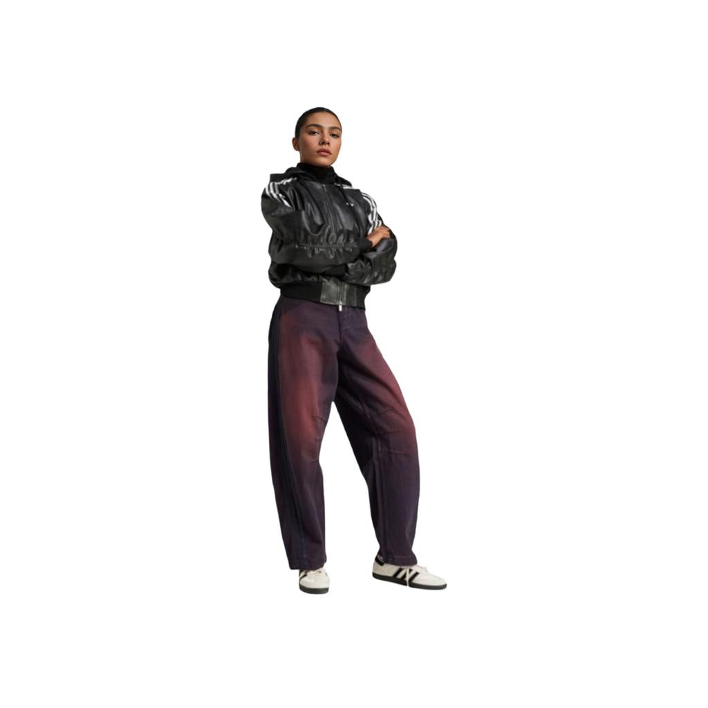 adidas Originals Sports Lifestyle Series Logotipo de Marca Rayado Cómodo Suelto Chaqueta de Algodón Mujer Chaqueta Negro JX9225