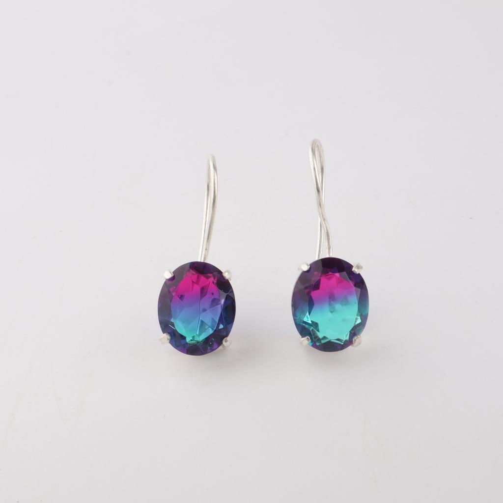 Cercei Handmade din Argint Sterling 925 cu Piatră Prețioasă Turmalină Bio Roz 1.05" Pentru Ea EE-173-46