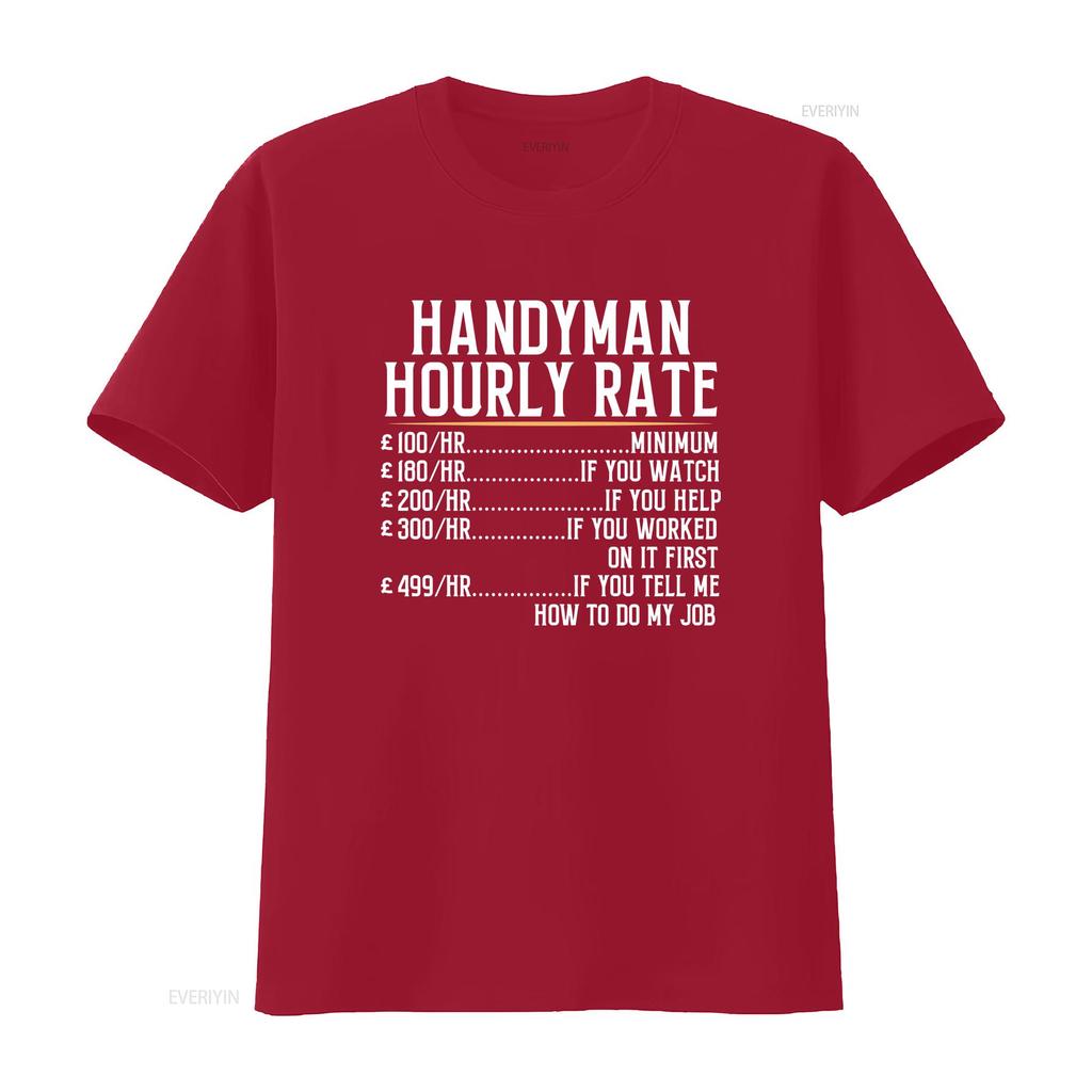 Handyman Hourly Rate Builder Electrician Plumber Gas Carpenter Plasterer T Shirt vintage Washed Top For Everyday Wear Casual