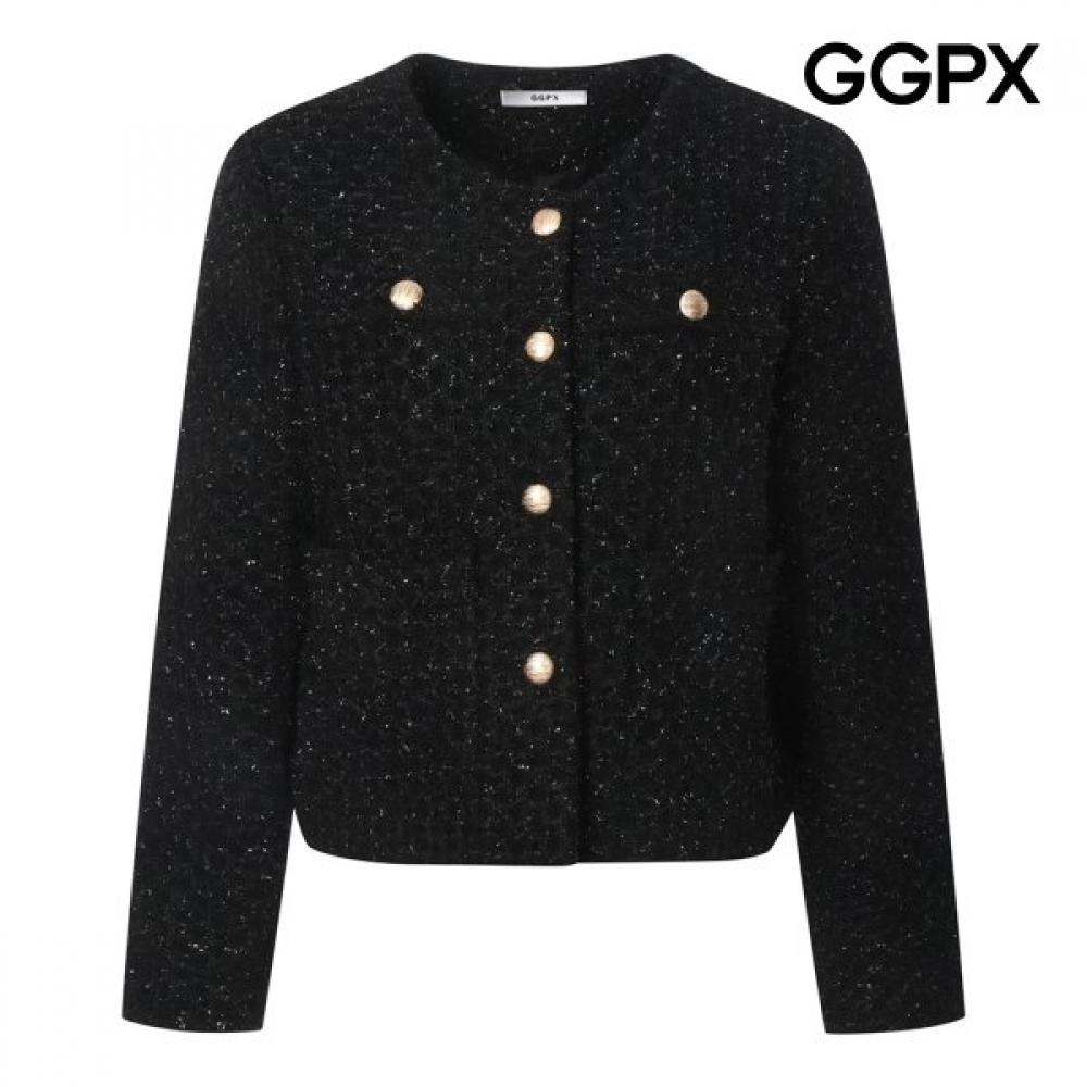 No Collar Glitter Gold Button Jacket Gq1jk005b blacks/F