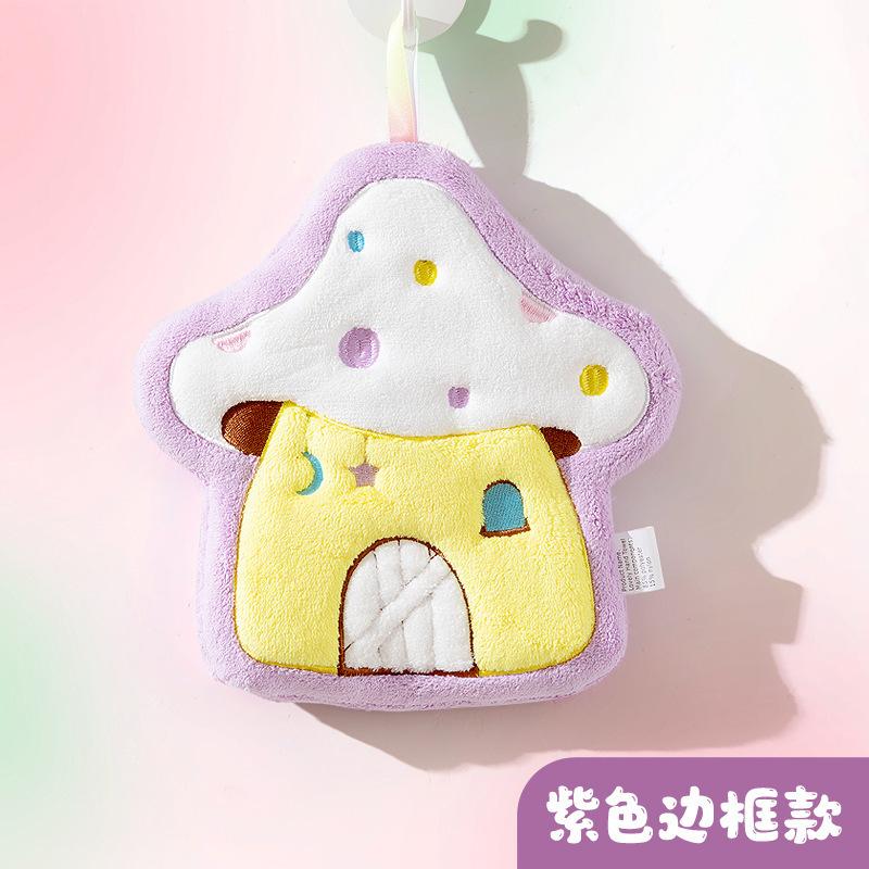 Dream mushroom house dopamine hand towel bathroom household coral fleece hand cloth soft absorbent cute handkerchief