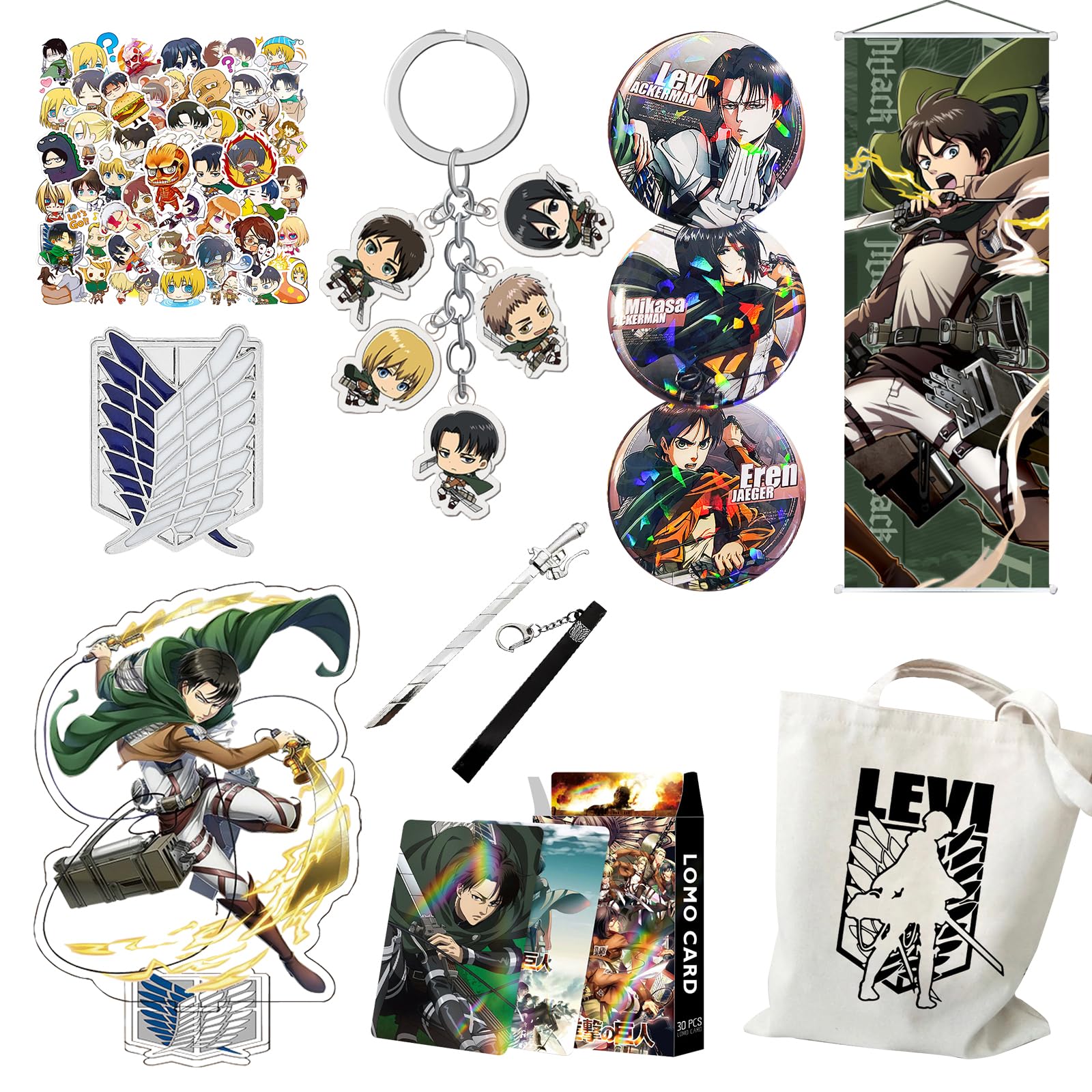 

Attack on Titan Eren Goods Captain Lucky Bag Set Badge Acrylic Stand Wall Hanging Birthday Present Gift [Item]