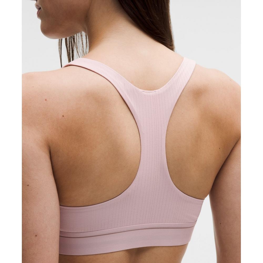Lululemon StretCh Cotton Ribbed Logo RACerbACk BrAlette  A C Cups porCelAin Pink