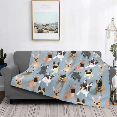 Frenchie Französische Bulldogge Decke Fleece Textildekor süßer Hund Multifunktions warme Überwurfdecken für Bett Outdoor Plüsch dünne Steppdecke