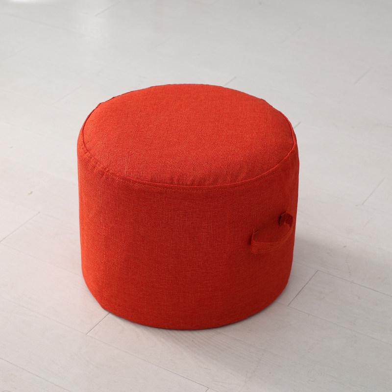Round Fabric Stool with Linen and Tatami Mat - Washable Cushion for Living Room.