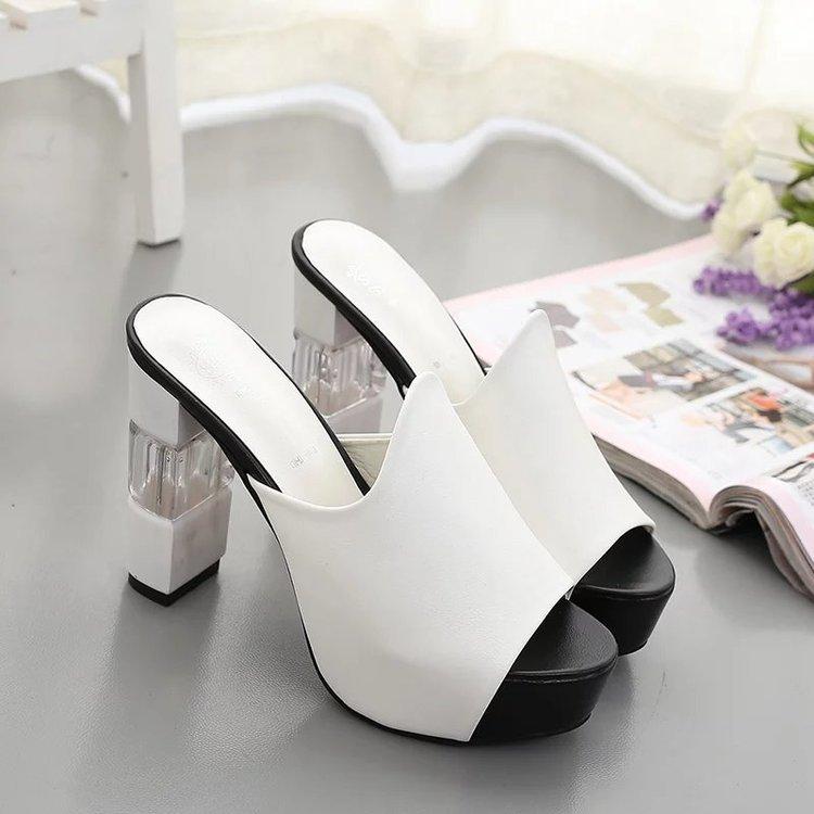 Sandals women's summer new crystal and slippers thick heel waterproof table fashion high heel cool slippers