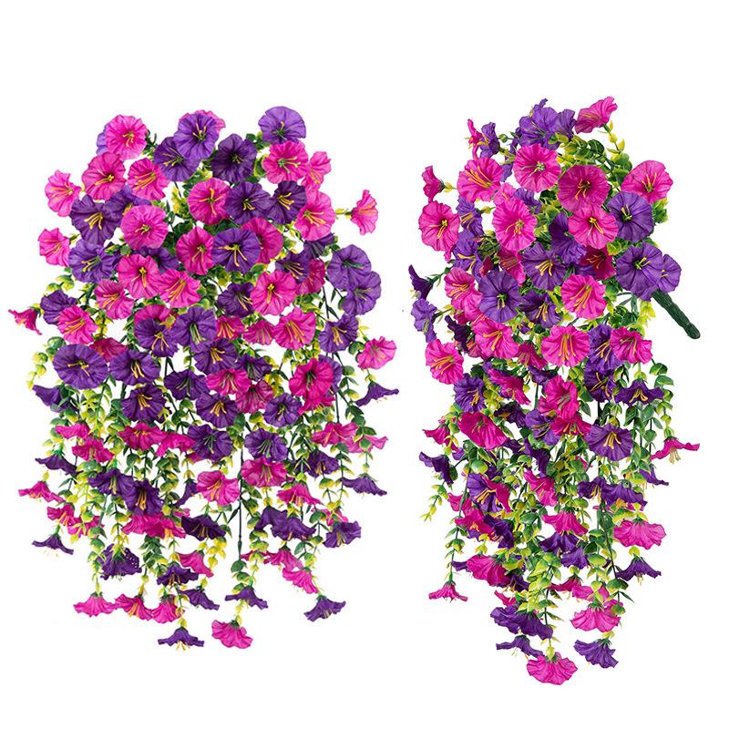 Artificial Morning Glory Flower UV Resistant Hanging Flowers Silk Morning Glory Garden Wedding Decoration Outdoor Hanging Plants
