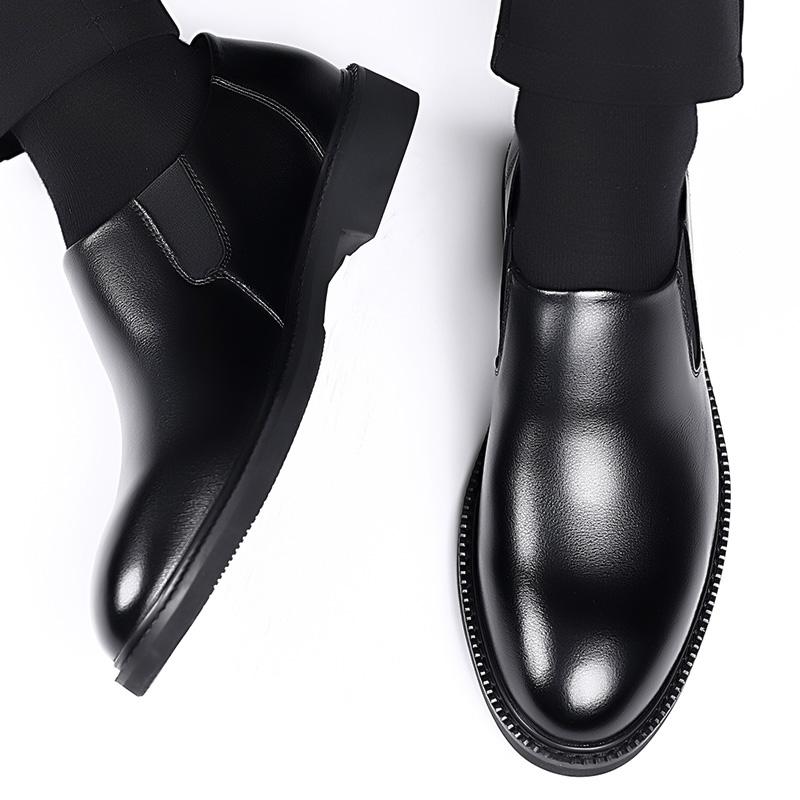 Men Business Dress Leather Shoes Spring Autumn Leisure Genuine Leather Breathable Soft Sole Ightweight Driving Boots Office Work