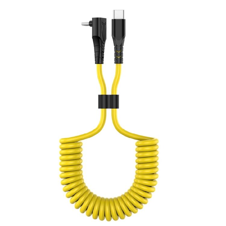 Coiled USB C To USB C Cable Flexible Length PD60W Fast Charging Data Transfer For Phone Tablets Power Cord Data Line