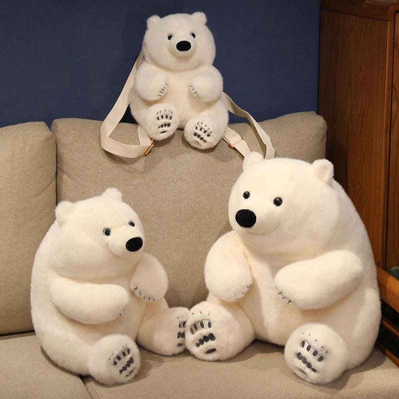 23–45 cm, kreativer Simulations-Cartoon-Eisbär-Rucksack, Plüschtier, weich ausgestopfte süße Tierpuppentasche für Mädchen und Kinder, Geburtstagsgeschenk