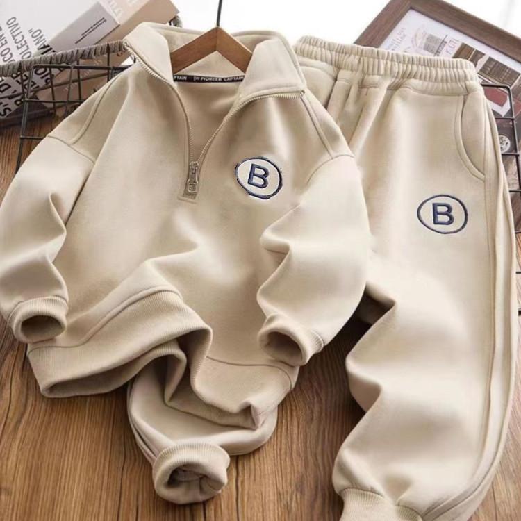 Kinderpullover Sportsets Jungen Stehkragen Buchstabenanzug Frühling Herbst Kinder Locker Mode Lässig 2-teiliges Set