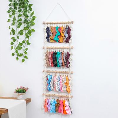 Claw Clip Holder Easy Installation Hand Knitting Boho Style Cotton Wall Mounted Hair Clip Organizer Home Supply