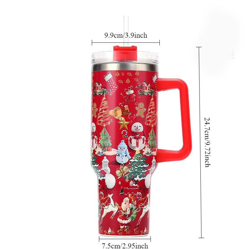 Christmas Stainless Steel Thermos Bottles 40oz Tumbler Cold Hot Drinks Insulated Water Bottle with Straw Car Cup Travel Mug