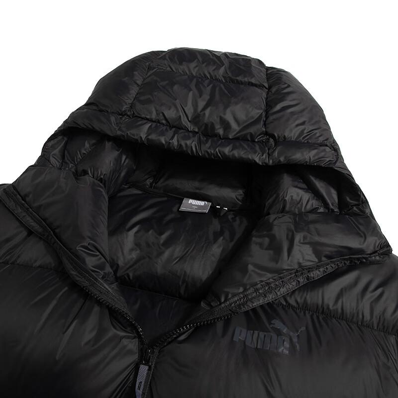 PUMA Solid Zip-Up Hooded Down Jacket Men Outerwear Black 678334-01
