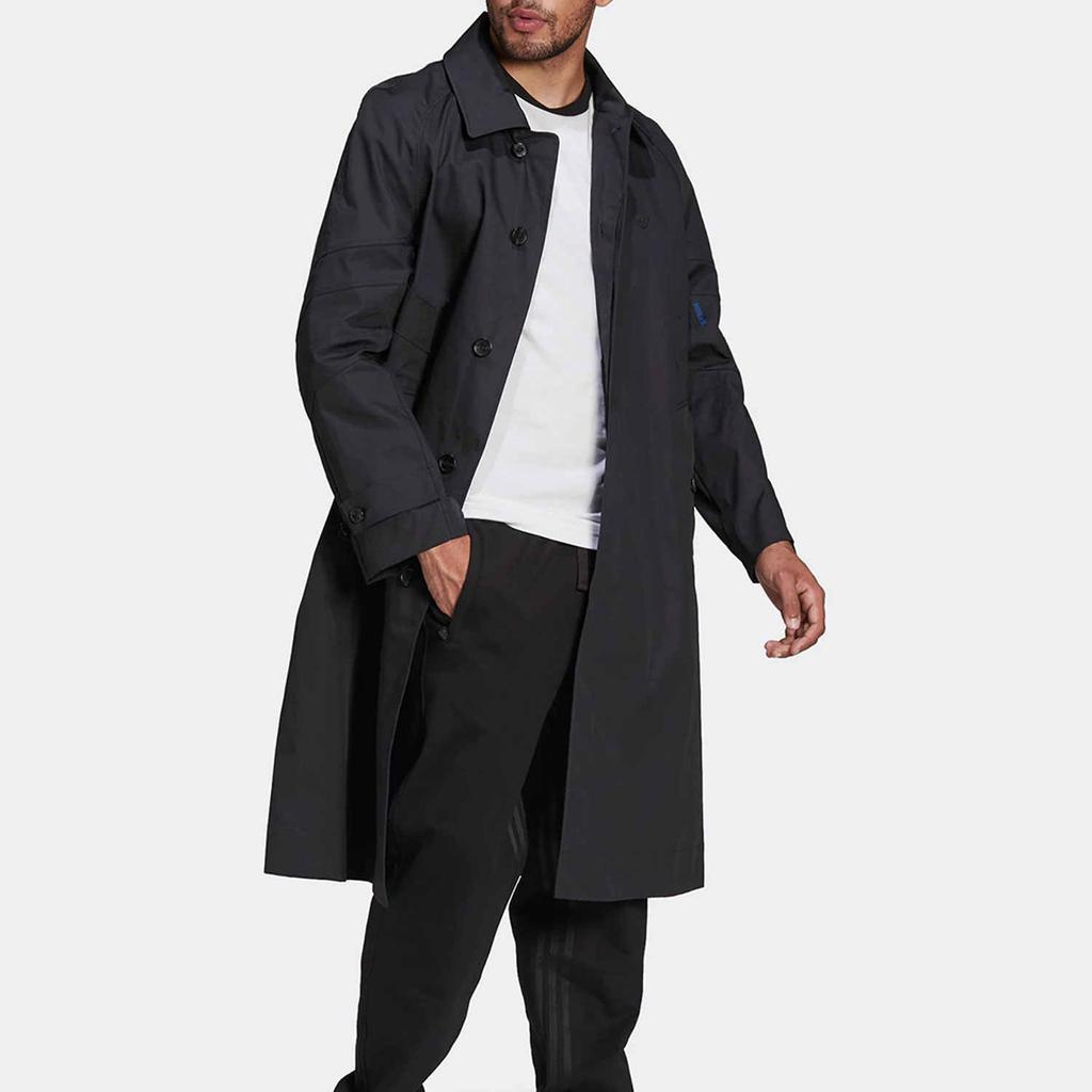 Adidas Blue Version Trench Coat Jacket Black Men Streetwear HD4791