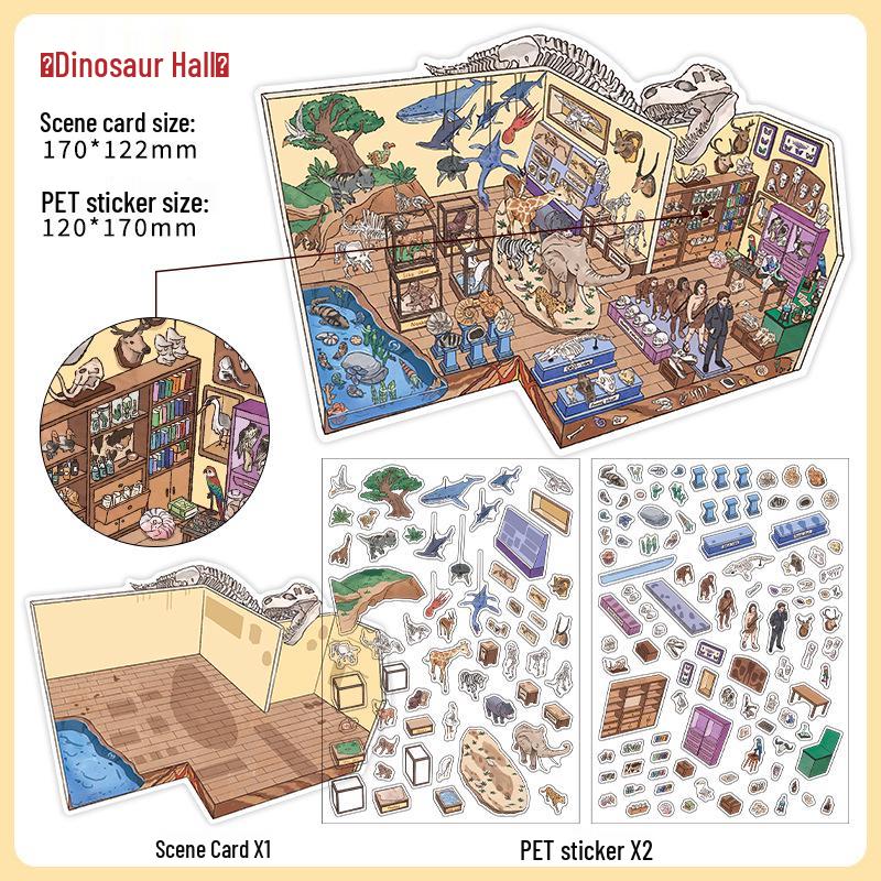 PaperMorePET Querformat Aufkleber: Cartoon-Miniaturhaus-Collage für Kinder