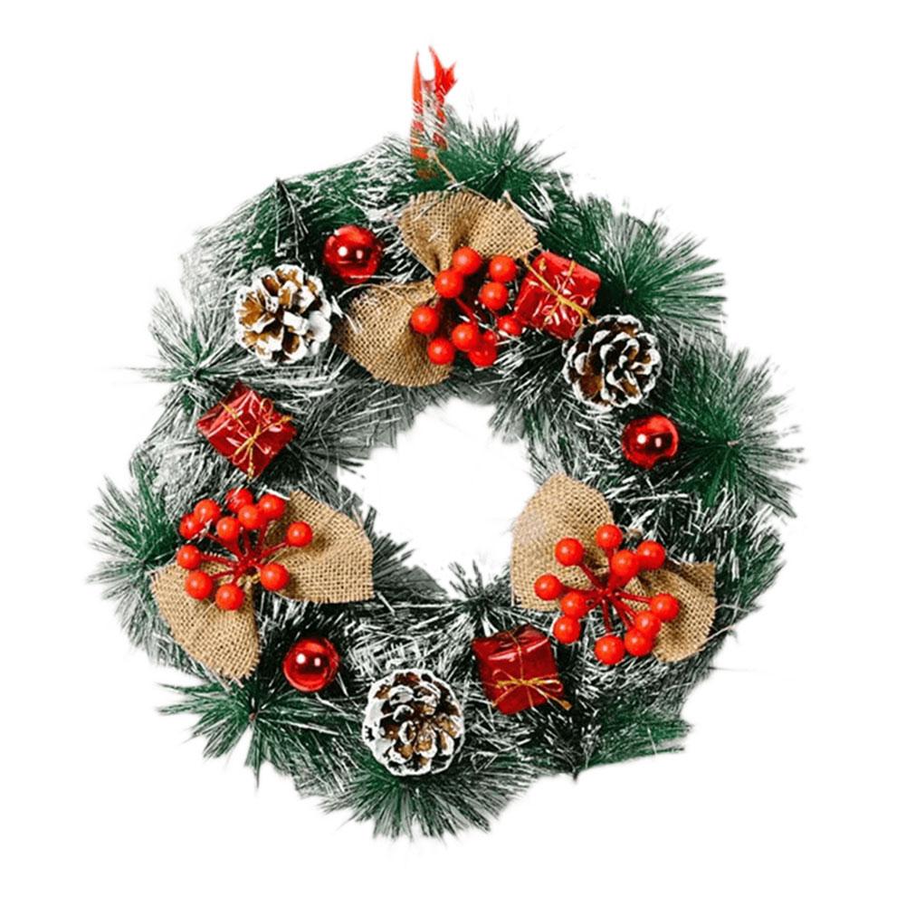 Christmas Door Decor Wreaths Realistic Hanging Wreath Garland Decoration Versatile Bow/Berry/Santa/Reindeer for Home Party Decor