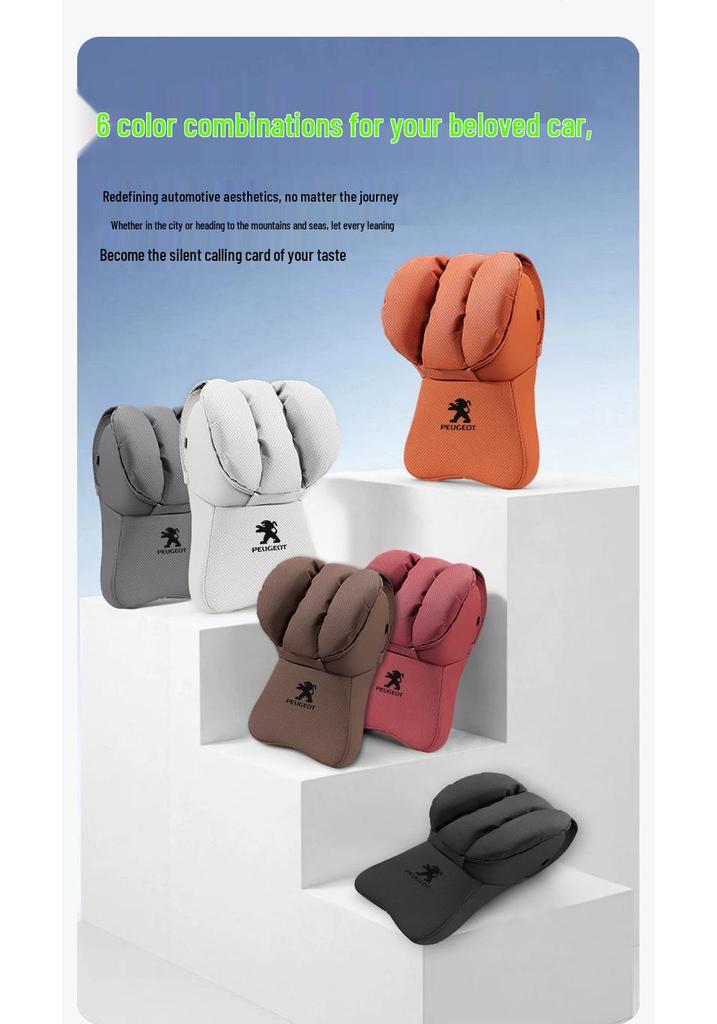 Peugeot Car Headrest Lumbar & Neck Support Pillow for 2008, 4008, 5008, 408, 508L, e2008 Models.