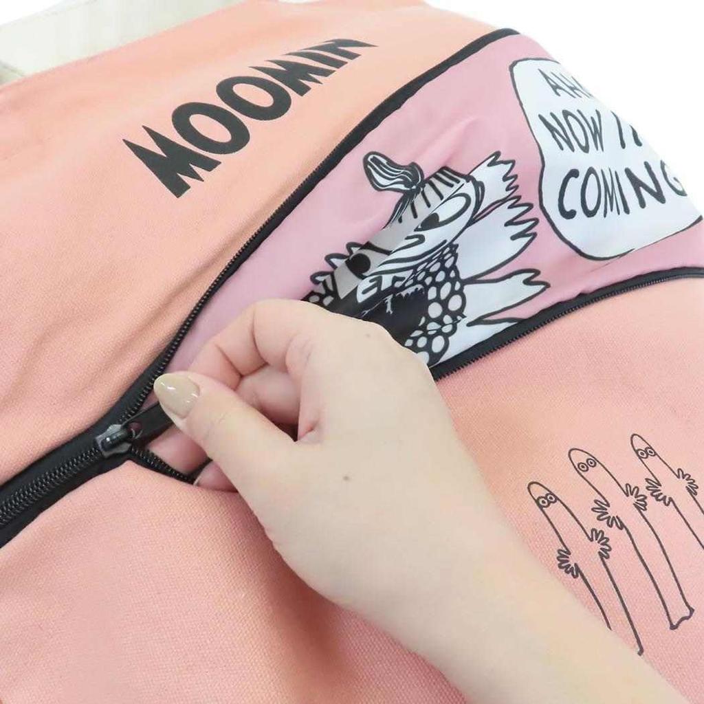 Marimo Craft Stretchable Tote Shoulder Bag with Character Mix0002 Moomin Bag, Zipper, Women's, Travel, Shopping, Commuting, School, Adult, Student,