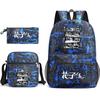 3 Piece School Backpack Set for Students Large Capacity Oxford Cloth Schoolbag with Shoulder Strap and Pencil Case