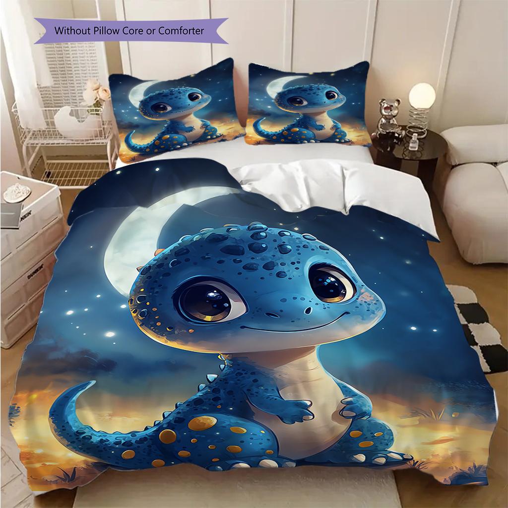 Dinosaurier-Muster Bettwäsche Steppdecke Set Bettbezug Kissenbezug Heimdekoration Geburtstagsgeschenk (1 Bettbezug + 2 Kissenbezüge, ohne Füllung)