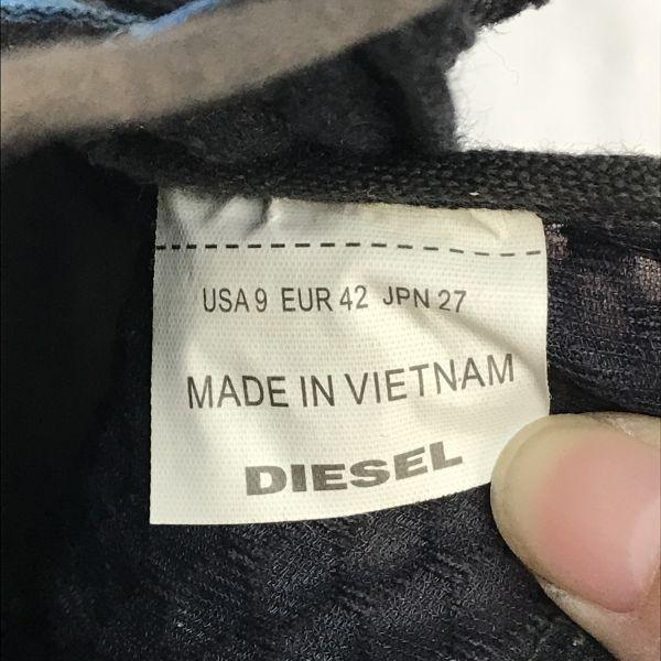 Diesel Lightweight Breathable Mesh Leather Sneakers Black X Blue Size USA9 (27.0cm)(USED)