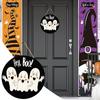 Halloween Ghost Door Sign Wooden Ghost Welcome Sign Spooky Decorative Sign for Home Holiday Yard Wall Decor