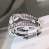 925 sterling silver exquisite double row Entangled ring sparkling zircon ring ladies party birthday jewelry gift