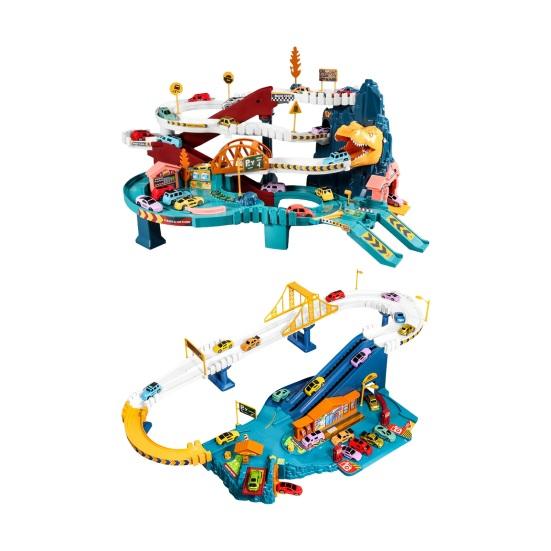 1 Set Dinosaurier Track Spielzeug mit Kleine Autos Karte Aufkleber Mountain Road Dino