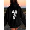 Polyester Women's Casual Trendy Graphic Hoodie Versatile Windproof Elastic Cuff Fall Winter