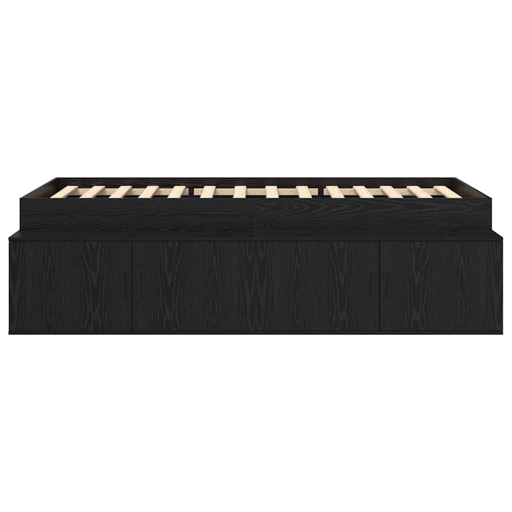 Bed Frame in Black Oak Effect 90 x 200 cm Engineered Wood
