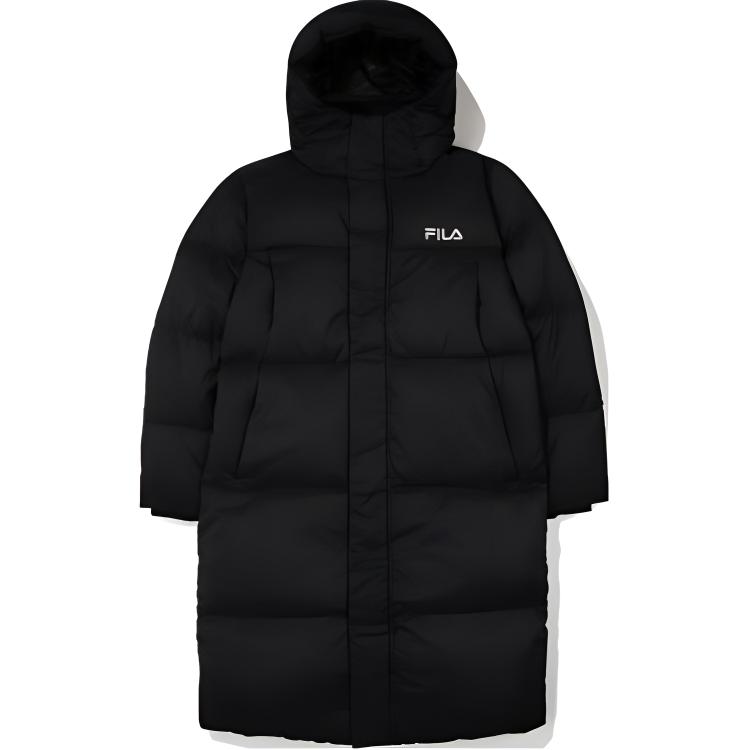 Fila Uformell Løs Glidelås Bokstavtrykk Hette Dunjakke Uten Logo Unisex Yttertøy Svart FS2DJG4104X-BBK