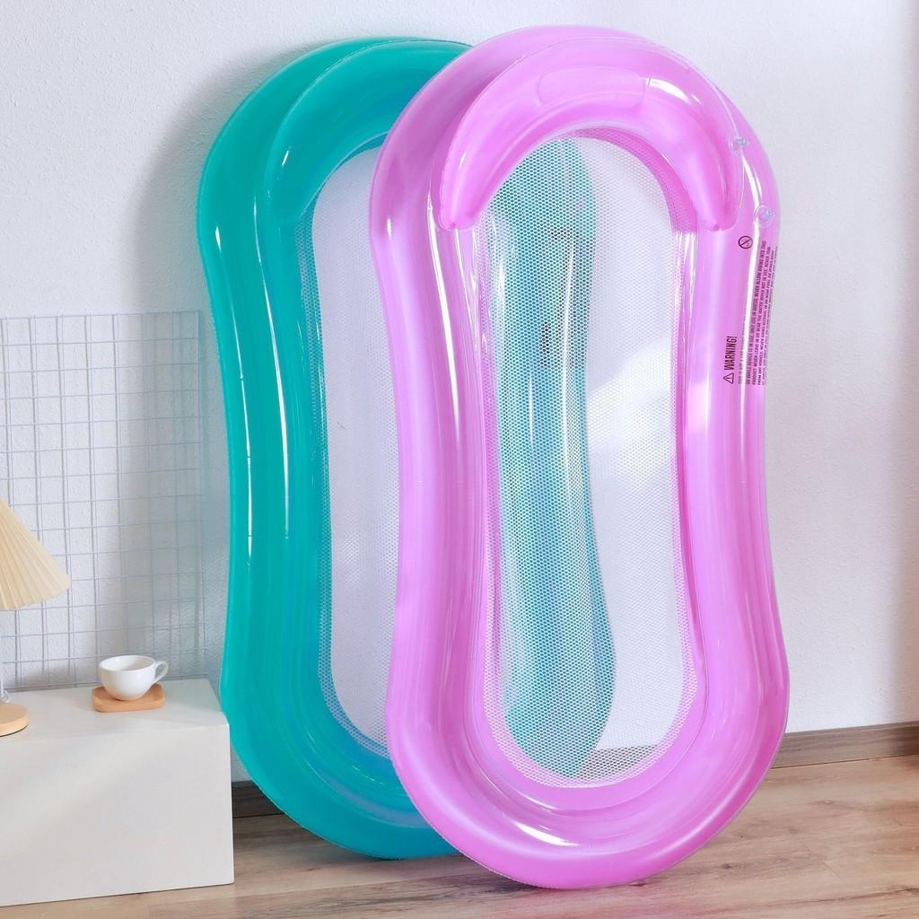 Enpersons Vattenlounger Med Nät Andningsbart PVC-material Uppblåsbar Flytande Säng