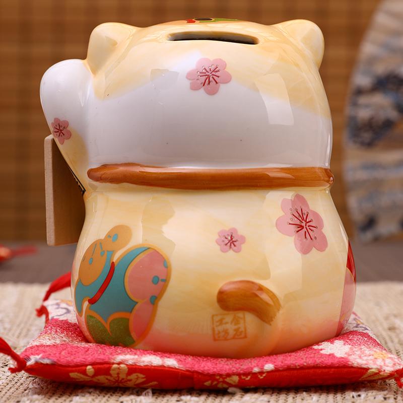 5.7 Inch Persian Cat Figure Ceramic Lucky Fortune Cat Maneki Neko Ornament Money Box Coin Bank Desktop Gift Figurine