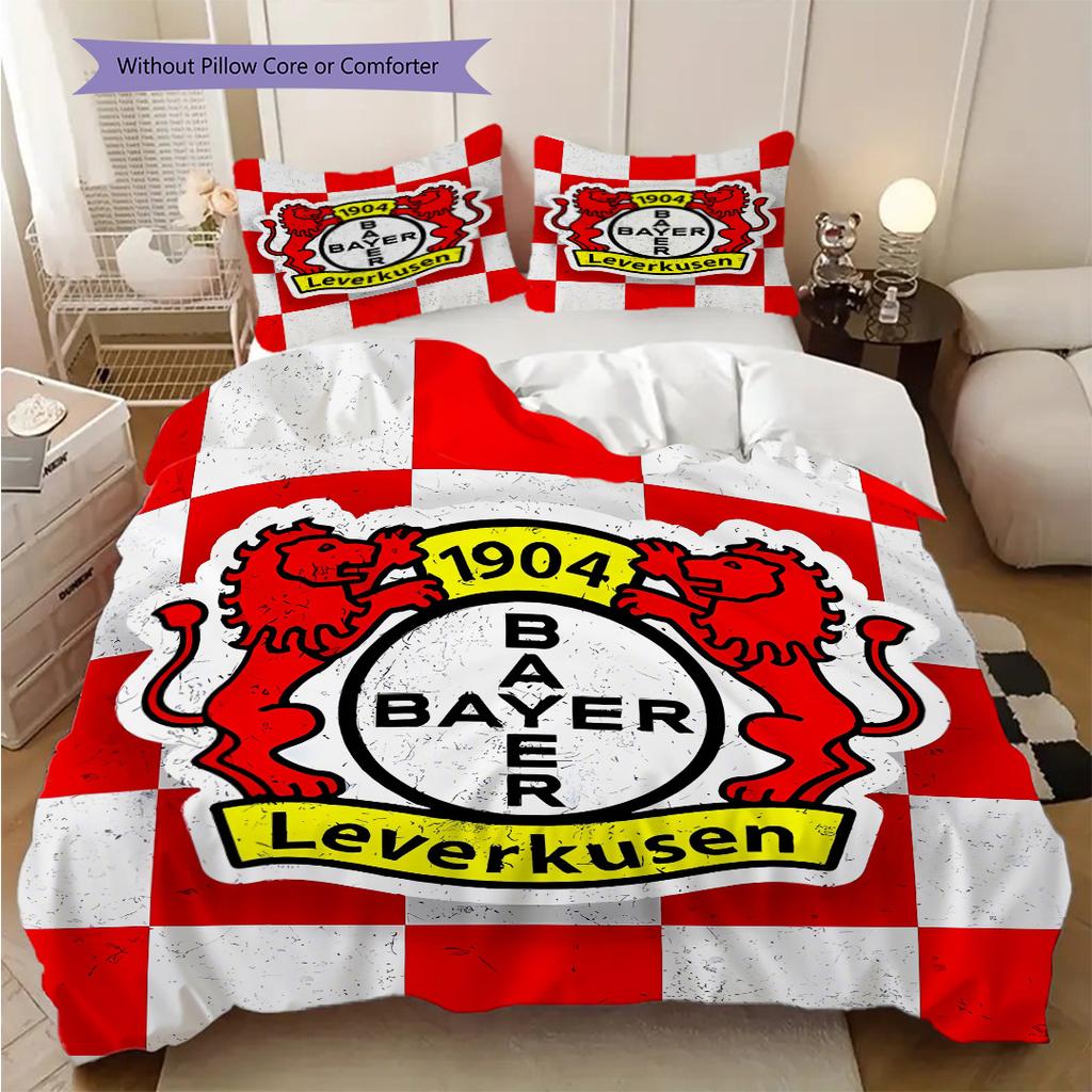 Bayer 04 Leverkusen Pattern Bedding Quilt Set Quilt Cover Pillowcase Home Decoration Birthday Gift (1 * Duvet Cover + 2 * Pillowcase, Without Core)