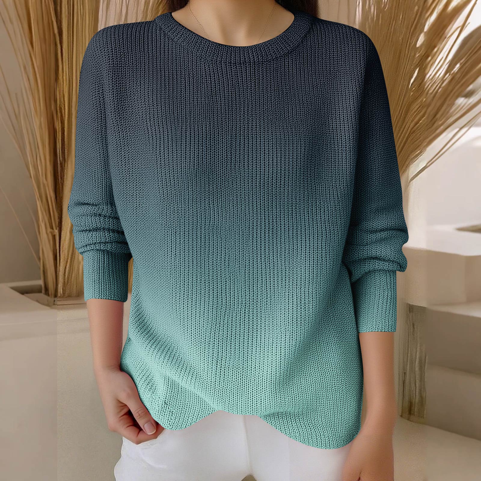 

Пуловеры с длинным рукавом для женщин, с круглым вырезом, повседневные, милые, с принтом, вязаные, оверсайз S