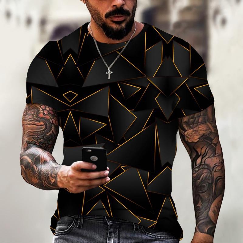 Summer Round Neck 3D Terrifying Magma Print Top Fashionable Casual Short Sleeved Men's T-shirts