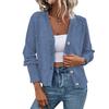 Women's Casual V-Neck Single-Breasted Long-Sleeved Knit Cardigan Long-Sleeved Knit Cardigan Top