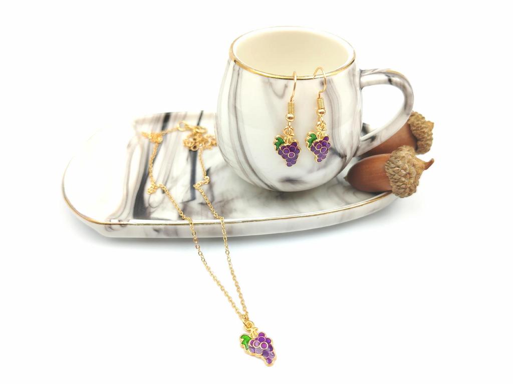 Personalized Strawberry & Cherry Clavicle Necklace Set - Elegant Fruit Design